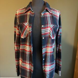 Red and Blue Plaid Button-Up Shirt